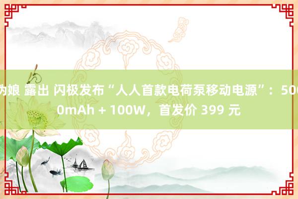 伪娘 露出 闪极发布“人人首款电荷泵移动电源”：5000mAh + 100W，首发价 399 元
