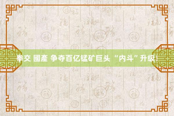 拳交 國產 争夺百亿锰矿巨头 “内斗”升级！
