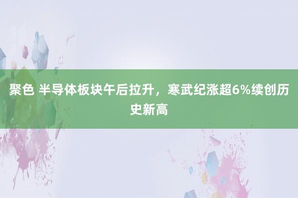 聚色 半导体板块午后拉升，寒武纪涨超6%续创历史新高